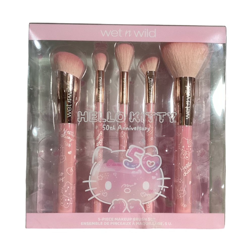 Wet n Wild X Hello Kitty 50th Anniversary 5 Piece Cosmetic Makeup Brush Set